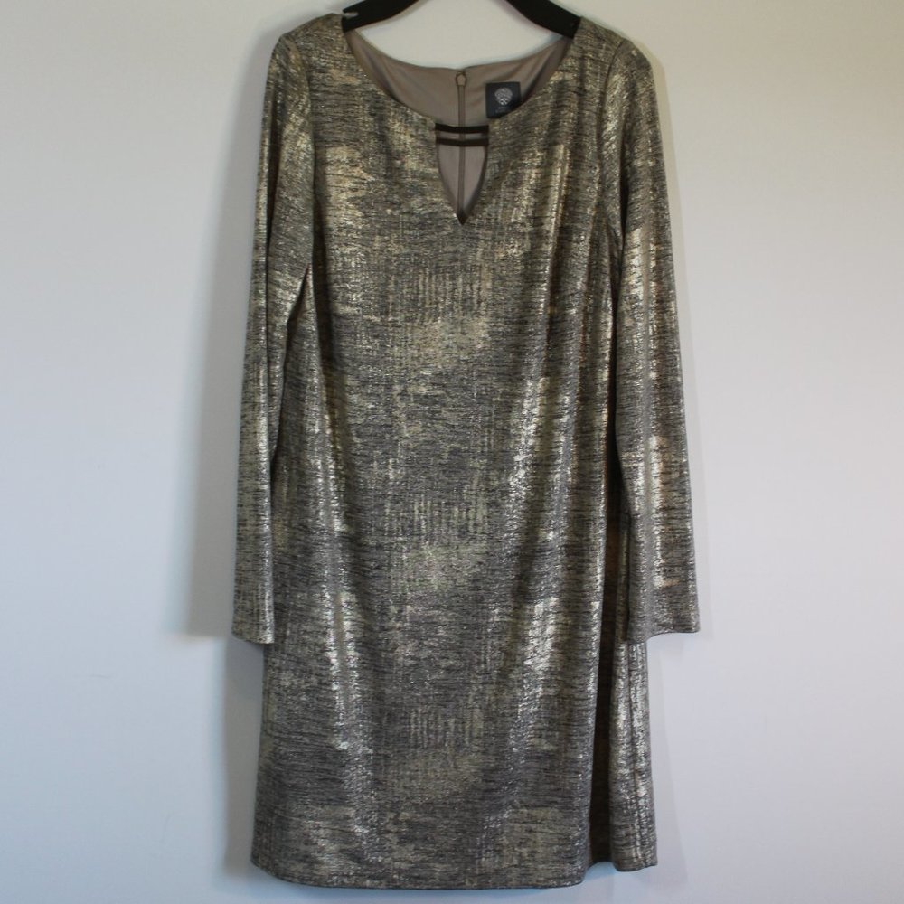 Vince Camuto | NWT Long Sleeve Gold and Silver Dress